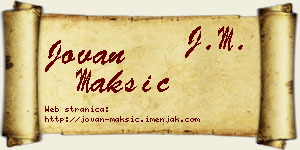 Jovan Maksić vizit kartica
